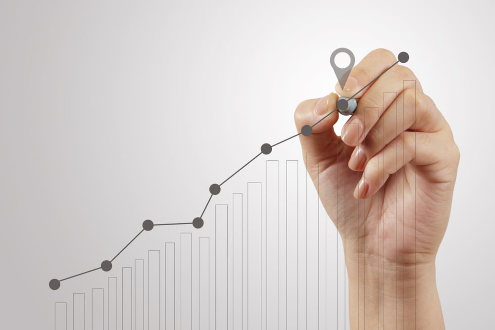 hand drawing graph chart and business strategy as concept